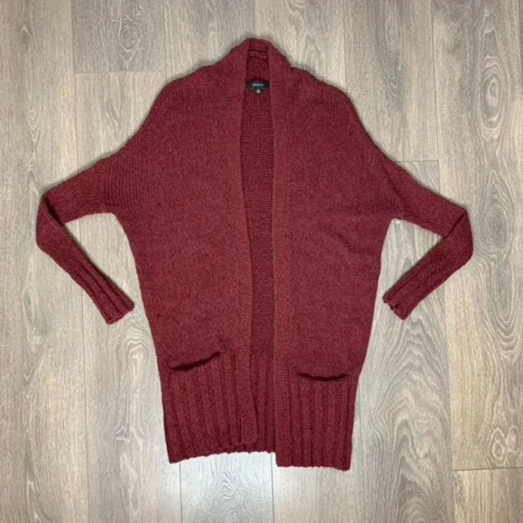 Aritzia Talula Lenox Cardigan Sweater Knit Heathered Cashmere Wool Burgundy XXS - Picture 5 of 14